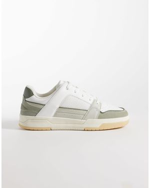 ASOS Pannelled Lace Up Sneakers With Mesh Detailing - Natural