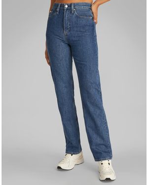 Calvin Klein Jeans Dritti A Vita Alta Lavaggio Medio - Blu