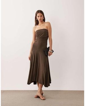 Mango Off Shoulder Flowy Midi Dress - Natural