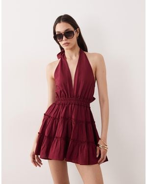 esmé studios Halter Mini Beach Dress - Red