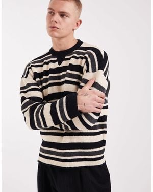 ASOS Oversized Knitted Striped Sweater - Black