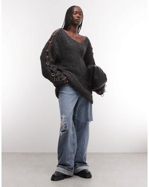 The Ragged Priest Flauschiger oversize-strickpullover mit o-ring-detail - Mehrfarbig