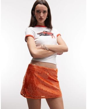 Collusion Sequin Mini Skirt - Red