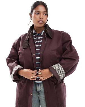 ASOS Asos Design Waxed Cinched Waist Jacket With Contrast Collar - Red