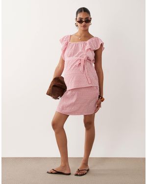 Mama.licious Mamalicious Maternity Shirred Waistband Seersucker Mini Skirt Co-ord - Pink