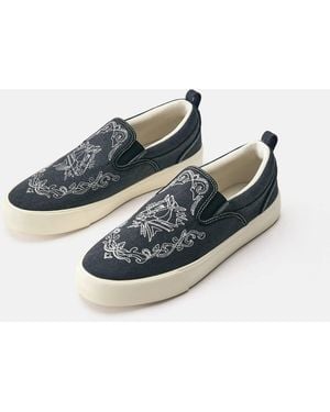 Pull&Bear Baskets en toile brodée - Bleu