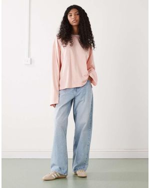 Monki Oversized Longsleeved T-shirt With Side Slits - Pink