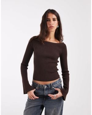Hollister Knitted Off Shoulder Sweater - Black
