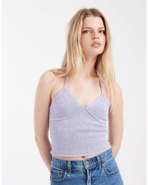 Cotton On Sparkle Knit Halter Neck Top - Purple