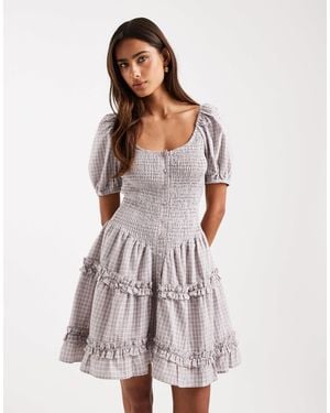 Daisy Street Shirred Drop Waist Ruffle Mini Dress - Multicolor