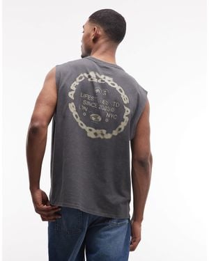 ASOS Heavyweight Tank With Text Graphic - Gray
