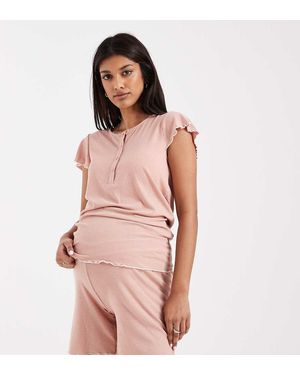 Mama.licious Pijama Beis De Pantalones Cortos Y Top Con Diseño Para Lactancia Doble Y Ribetes Ondulados De Mamalicious Maternity-Neutro - Rosa