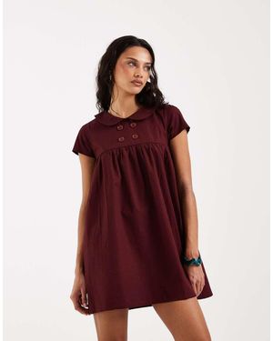 Motel Imiraty Button Babydoll Colla Dress - Red