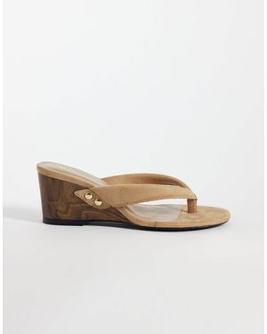 Glamorous – zehenstegsandalen aus wildleder - Weiß