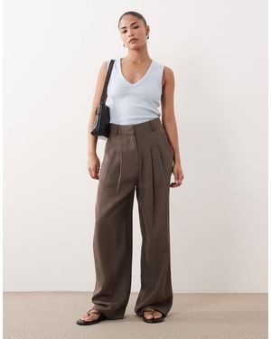 Miss Selfridge Tailored Wide Leg Pants - Natural