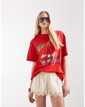 Cotton On Estelle Satin Lace Mini Shorts - Red