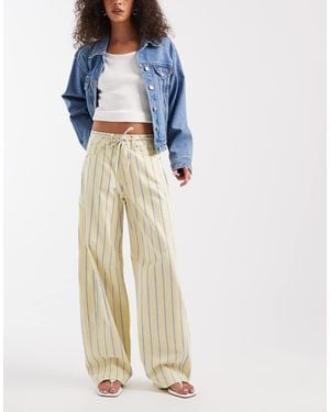 Pieces Jeans A Vita Medio Alta Allacciati - Blu