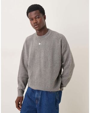 ASOS Oversized Brushed Knitted Crew Neck Jumper - Grey