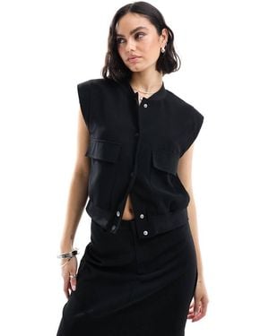 Pimkie Tailored Sleeveless Pocket Detail Jacket - Black