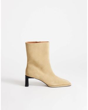 TOPSHOP Kali Real Suede Heeled Ankle Boots - Natural