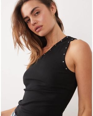ASOS One Shoulder With Stud Details Top - Black