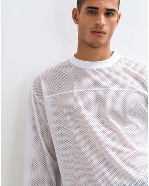 ASOS Boxy Oversized Mesh Long Sleeve Top - White