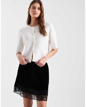 ASOS Minirok Van Fluweel Met Kanten Rand - Wit