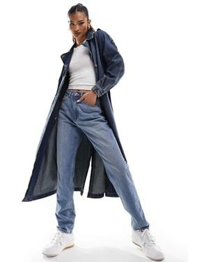 Pull&Bear X Bruce Lee Denim Trench Coat - Blue