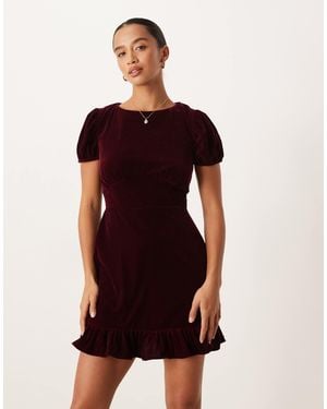 Nobody's Child Petite Cosmo Velvet Mini Dress - Red