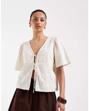 Vero Moda Blusa Color Crema Allacciata Sul Davanti - Neutro