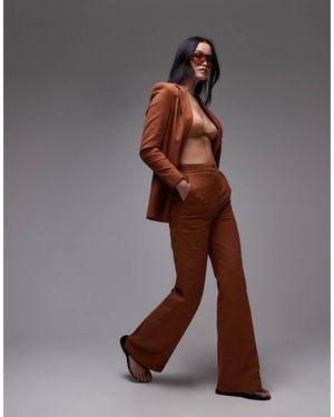 Mango Pantalones De Sastre Naranja Tostado De Pernera Recta De Algodón De (Parte De Un Conjunto) - Marrón