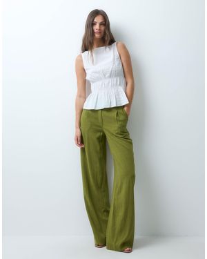 ASOS Asos design tall weite hose mit falten-detail aus leinenmix - Grün