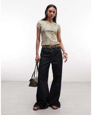 AllSaints Ellie Short Sleeve Floral Mesh T-shirt - White