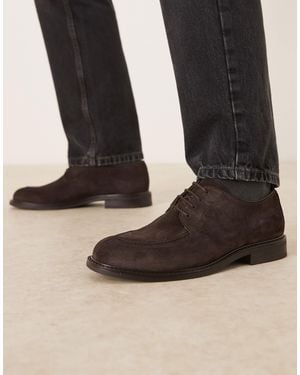 Mango 100% Suede Brogues - Black