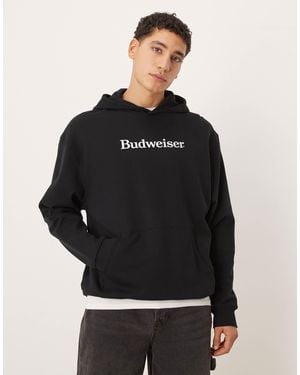 ASOS Oversized Hoodie With Budweiser Print - Black