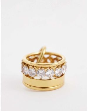 Kaiia Exclusivité - - bague en acier inoxydable avec détail mousqueton superposé - Métallisé