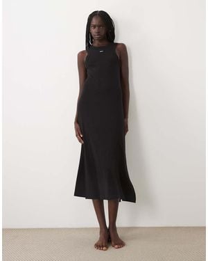 DKNY Ribbed Cotton Midi Tank Dress - Black
