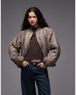 Collusion Oversized Washed Bomber Jacket - Grey