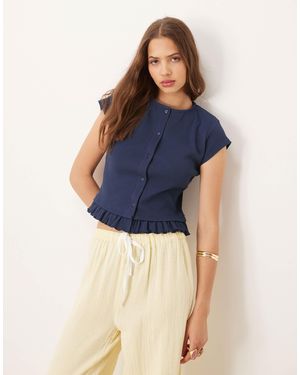 ASOS – kurzärmliges, durchgeknöpftes oberteil - Blau