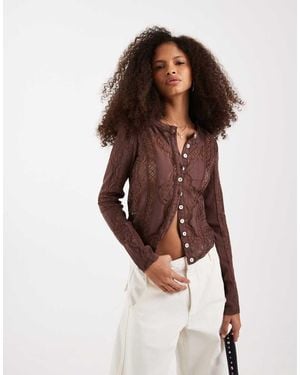 Free People Jae Knit Long Sleeve Tee - Brown
