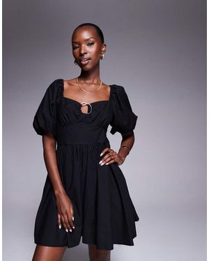 River Island Mini-Jurk Van Popeline Met Zoomdetail - Grijs
