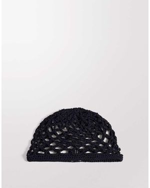 South Beach Open Weave Crochet Skull Cap - Blue