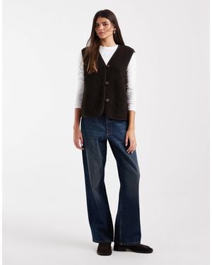 Vero Moda Kastige teddy-weste - Blau