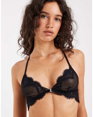 Free People Bralette Fiona De Cierre Delantero En - Negro