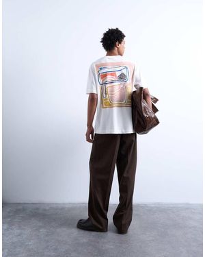 TOPMAN Relaxed Fit T-shirt With Abstract Block Print - White