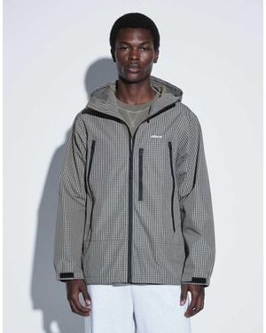 Obey Checked Zip Through Hooded Jacket - Grey