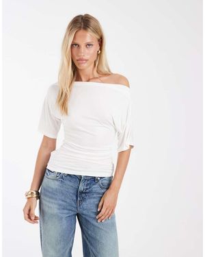 Noisy May Boatneck Top With Ruched Detailing - Blue
