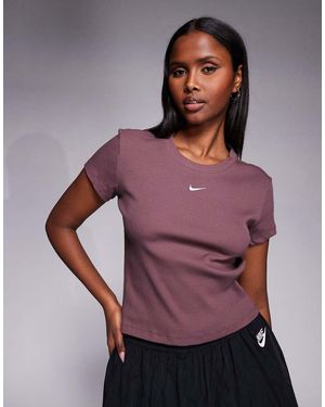 Nike Ribbed Short Sleeve Top - Purple
