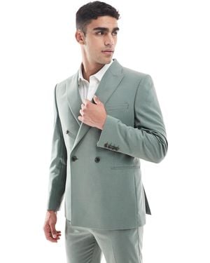 ASOS Double Breasted Slim Suit Jacket - Green