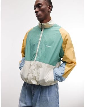 Parlez – e trainingsjacke mit reißverschluss, stehkragen und farbblockdesign - Blau